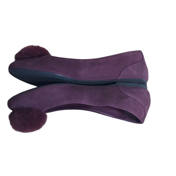 Michael Kors Remi Deep Purple Suede Pompom Flats - Picture 12 of 14